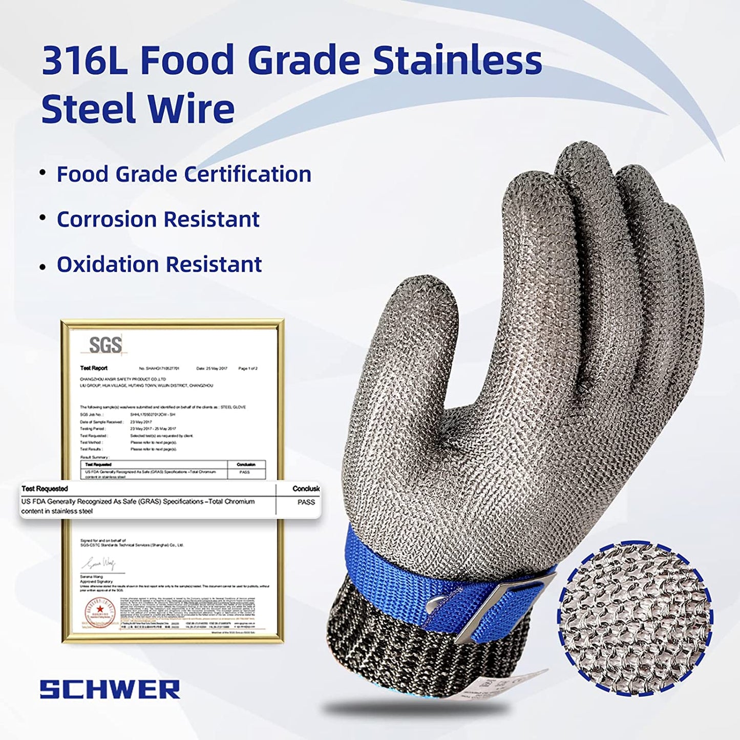 Frendorf | Lebensmittelqualität Edelstahl Mesh Metall Handschuh
