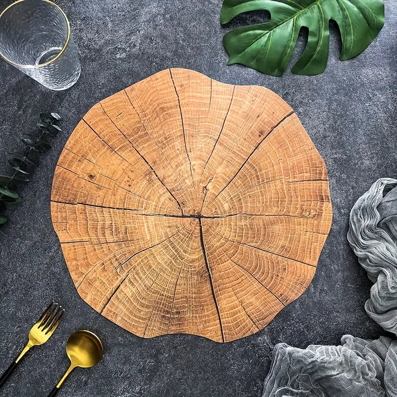 Frendorf | WoodCharm 4er-Set Baumring-Tischsets | Natürliche Holzoptik | Hitzebeständig & Rutschfest