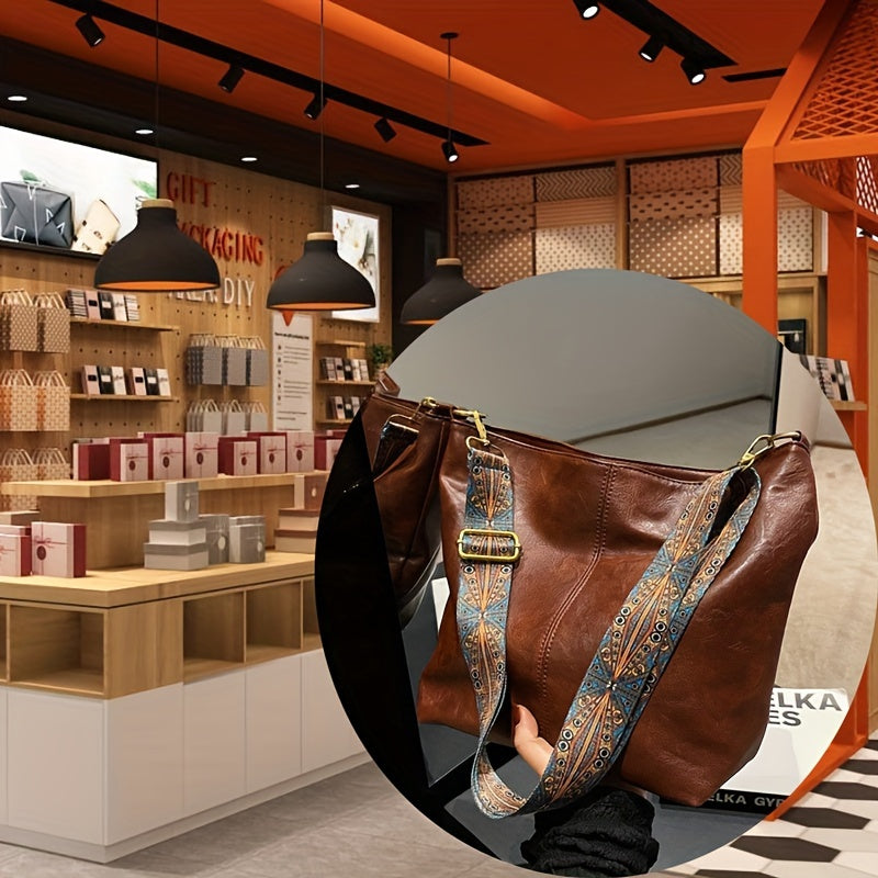 Frendorf | Breite geometrische Tasche – Große Kapazität Umhängetasche mit retro Vibe