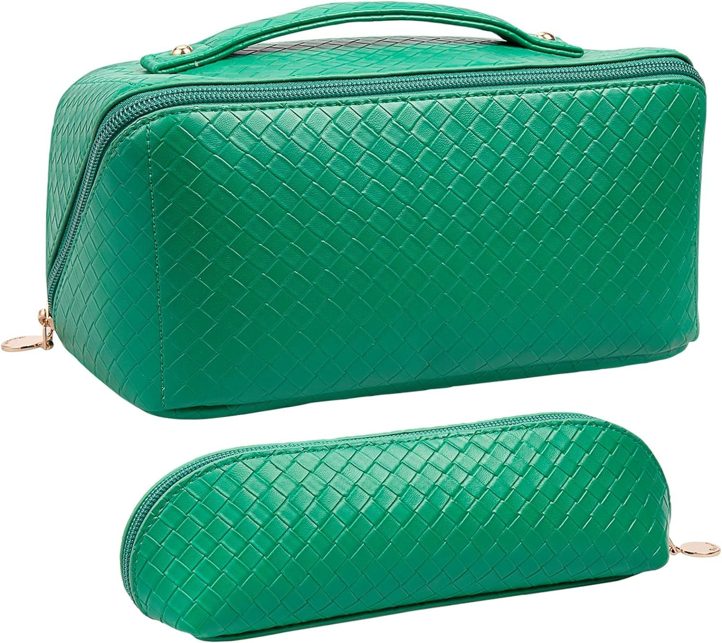Frendorf | Abiudeng Große Make-up Tasche, Doppelschicht Kosmetiktasche, Reise Make-up Tasche, Leder Make-up Tasche, Kosmetische Reisetaschen, Tragbare Leder Kulturbeutel, Geräumige Kosmetiktasche für Frauen und Mädchen