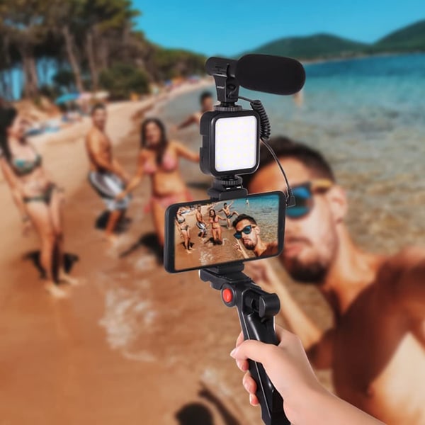 Frendorf | Professionelles Videomikrofon-Set mit Stativ und LED-Videoleuchte