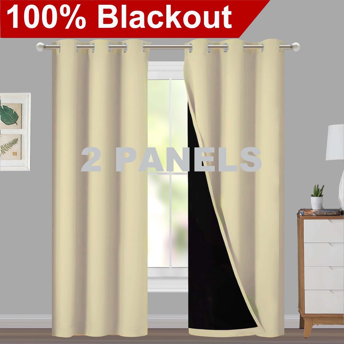 Klassische Blackout-Vorhänge mit Ösen – Thermisch isolierter, nicht bleichbarer Stoff für Wohnzimmer, Schlafzimmer, Küche, stilvolle Wohnkultur