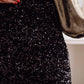Frendorf | Schwarzer Party Pailletten Bodycon Minirock