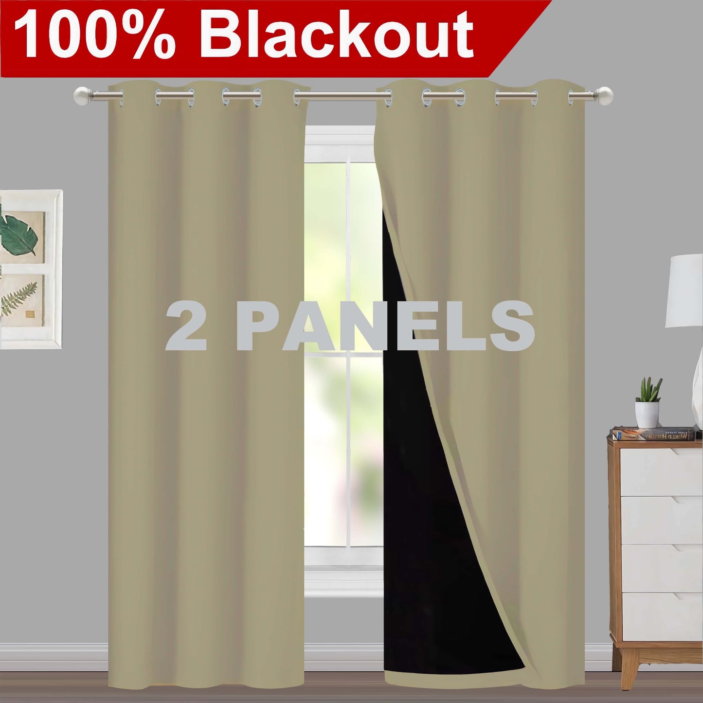 Klassische Blackout-Vorhänge mit Ösen – Thermisch isolierter, nicht bleichbarer Stoff für Wohnzimmer, Schlafzimmer, Küche, stilvolle Wohnkultur