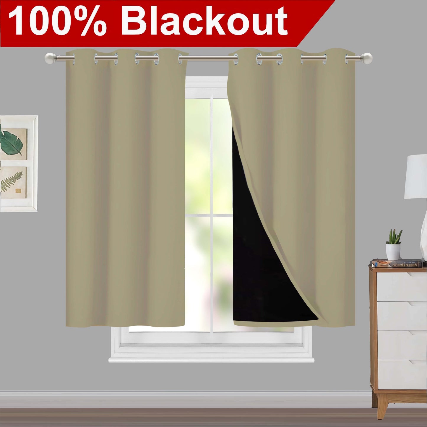 Klassische Blackout-Vorhänge mit Ösen – Thermisch isolierter, nicht bleichbarer Stoff für Wohnzimmer, Schlafzimmer, Küche, stilvolle Wohnkultur