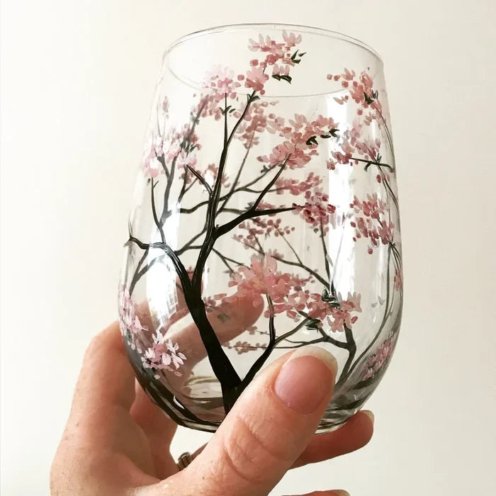 Frendorf | Vier Jahreszeiten Baum Weingläser - Hand gemalt Kunst