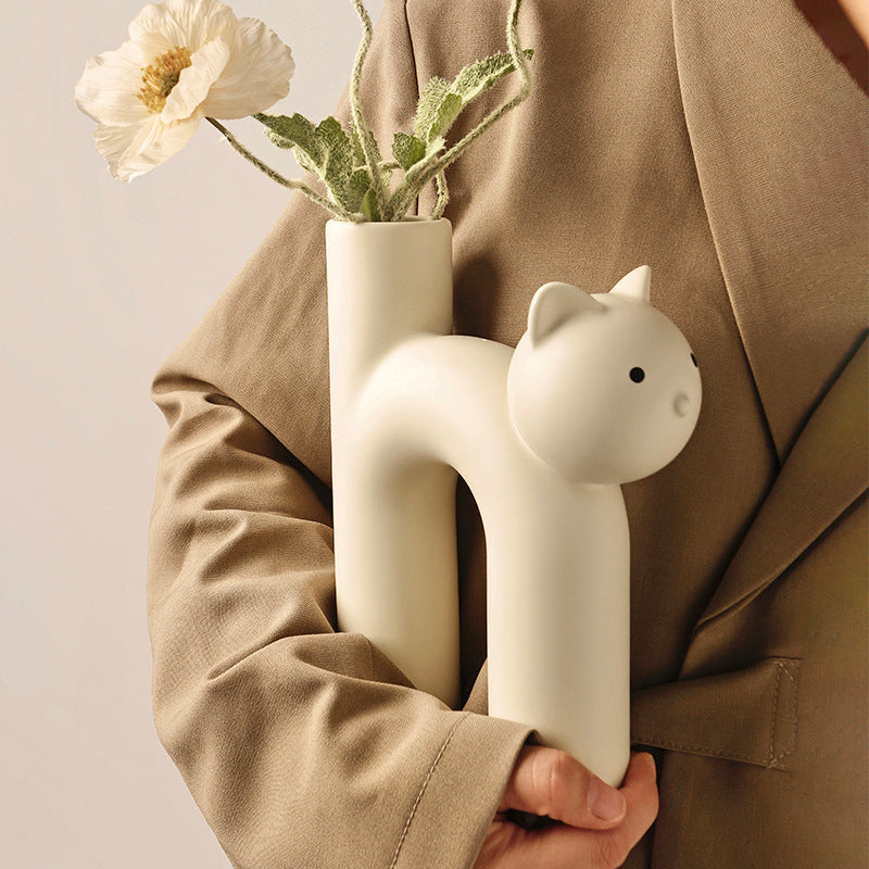 Katze Keramik Vase
