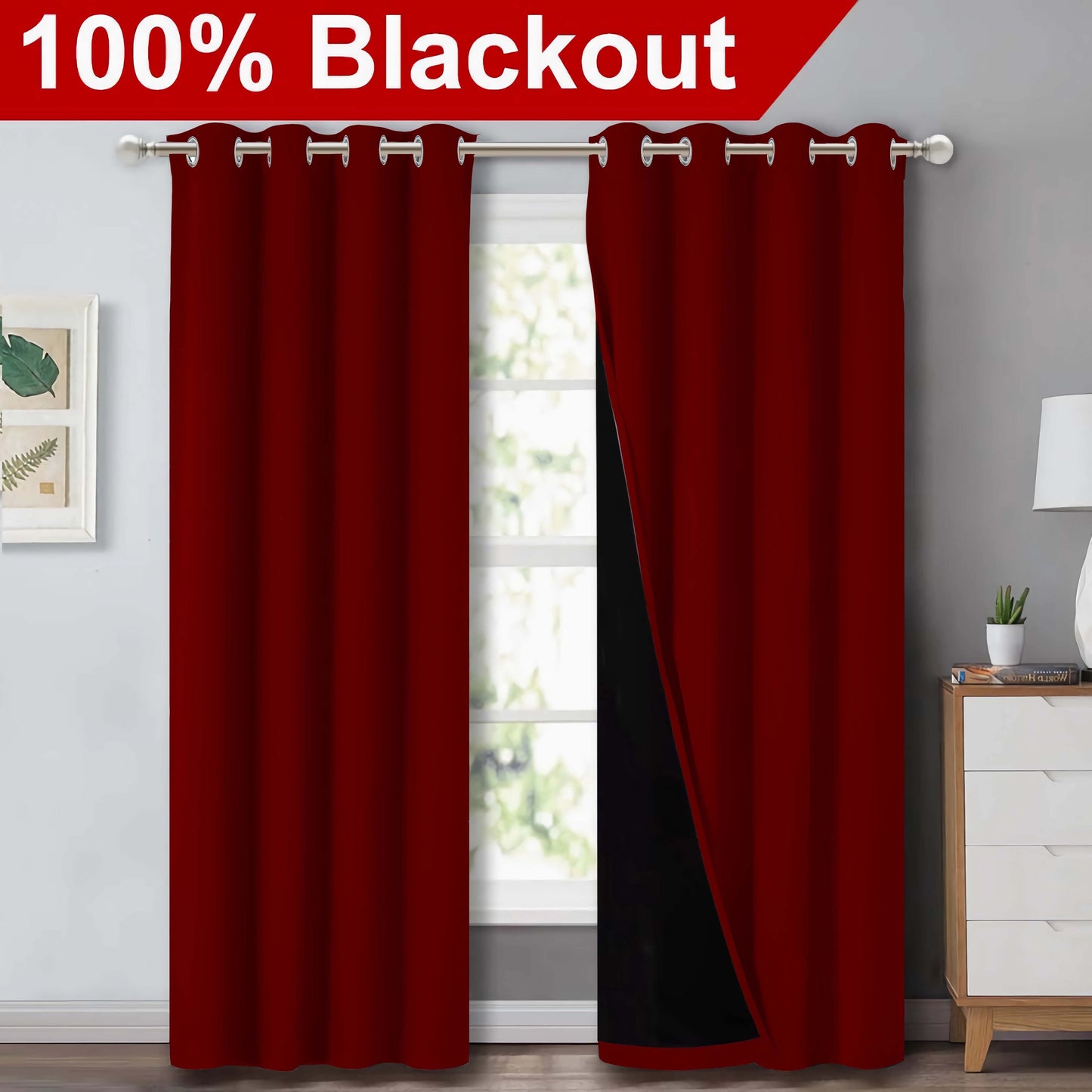 Klassische Blackout-Vorhänge mit Ösen – Thermisch isolierter, nicht bleichbarer Stoff für Wohnzimmer, Schlafzimmer, Küche, stilvolle Wohnkultur