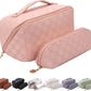 Frendorf | Abiudeng Große Make-up Tasche, Doppelschicht Kosmetiktasche, Reise Make-up Tasche, Leder Make-up Tasche, Kosmetische Reisetaschen, Tragbare Leder Kulturbeutel, Geräumige Kosmetiktasche für Frauen und Mädchen