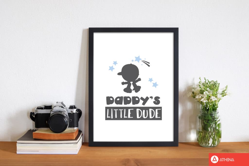 Daddy's Little Dude Gerahmter Kinderzimmer Wandkunstdruck