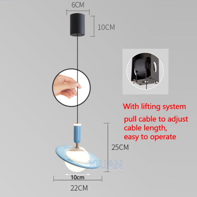 Frendorf | Orbium Saturn Design Pendelleuchte | Modernes Lichtkonzept | Elegantes Raumschiff-Design | Stimmungsvolle Beleuchtung