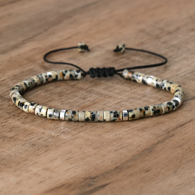 Frendorf | Geflochtenes Armband mit 2,4 mm Naturstein-Rollern – Seraphina