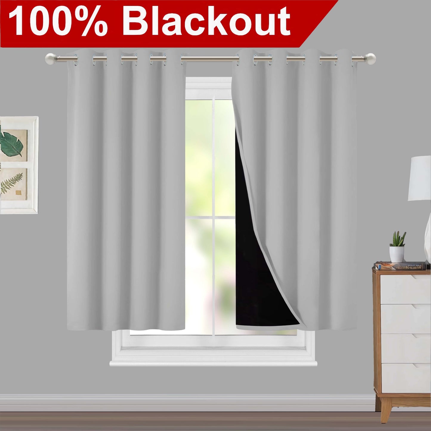 Klassische Blackout-Vorhänge mit Ösen – Thermisch isolierter, nicht bleichbarer Stoff für Wohnzimmer, Schlafzimmer, Küche, stilvolle Wohnkultur