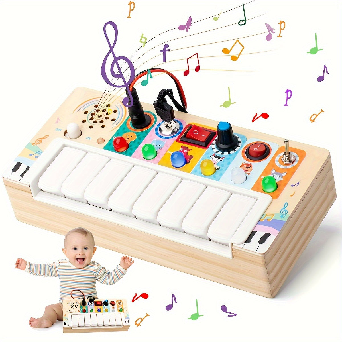 Frendorf | Bildungs-Musikspielbrett für Kinder - Lernen und Spielen mit Sound und Licht