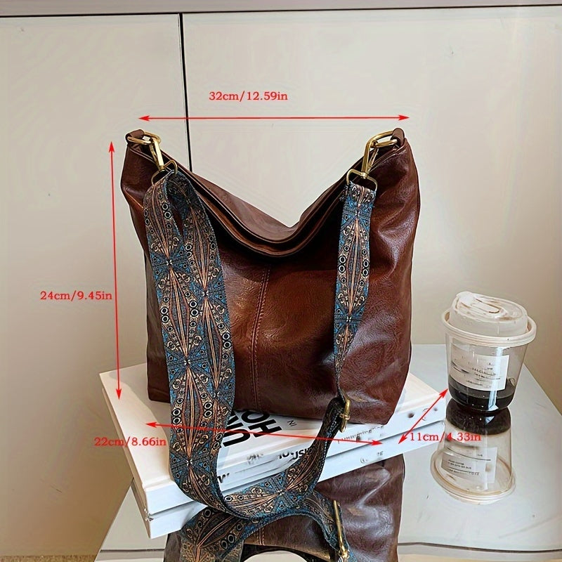 Frendorf | Breite geometrische Tasche – Große Kapazität Umhängetasche mit retro Vibe