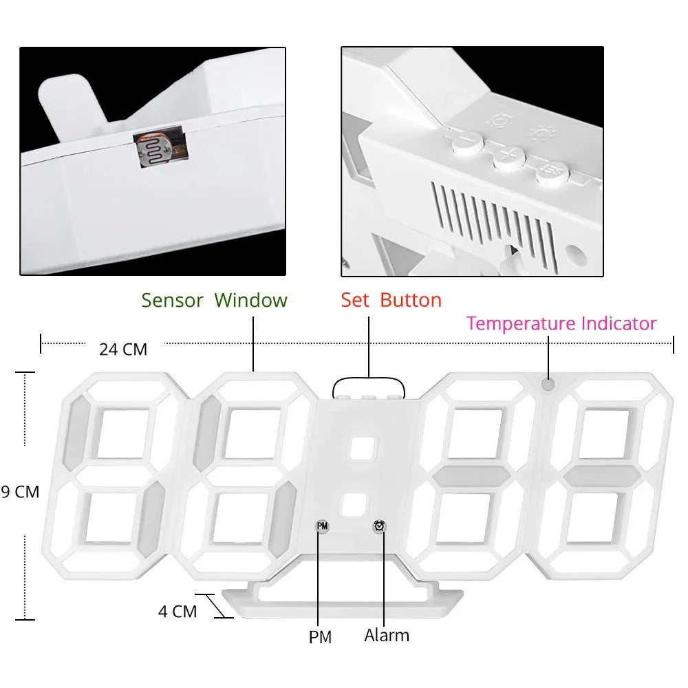 LumiSync 3D LED Wanduhr – Moderne Digitale Uhr mit Dimmbarer Beleuchtung