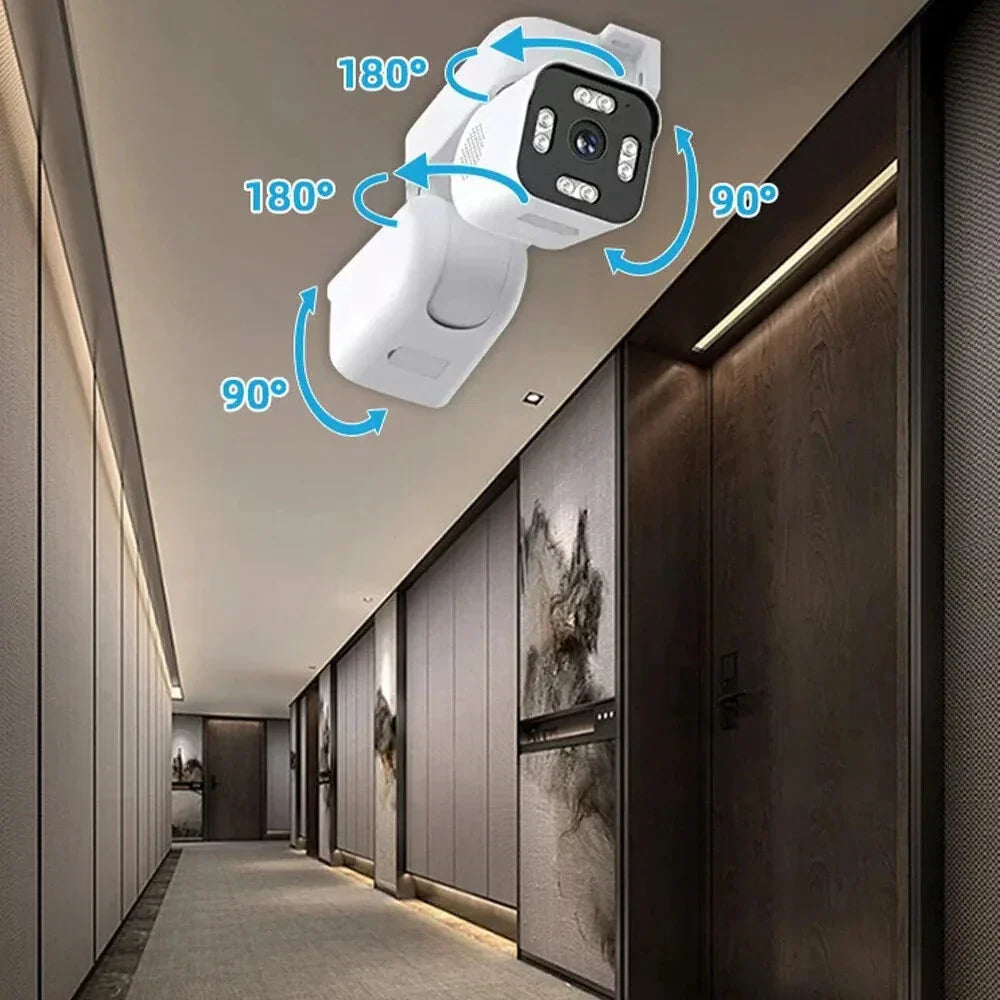 6MP WiFi IP Kamera mit Dual-Gimbal, Nachtsicht, 2-Wege-Intercom, EU-Stecker, Hochauflösende Fernüberwachung