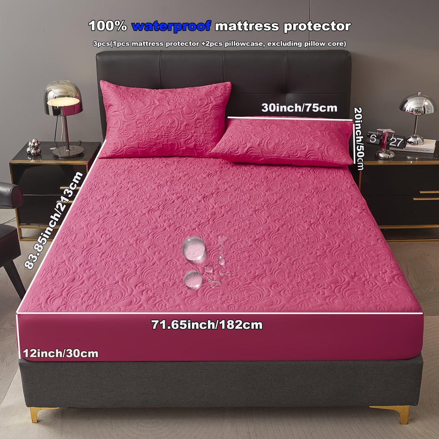 3-teiliger wasserdichter Matratzenschoner Set – Atmungsaktiv, Staubdicht, Rutschfest, Maschinenwaschbar, Spannbettlaken mit tiefem Pocket für alle Jahreszeiten