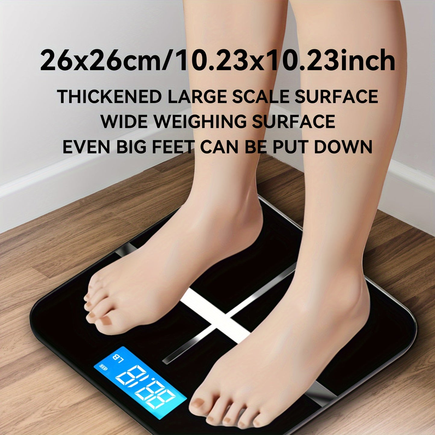 Badezimmer Digitale Personenwaage – Extra Breite Plattform, Hohe Kapazität 390 lbs, Genau und Sicher mit Großen Zahlen, Einfach Ablesbares Beleuchtet LCD-Display