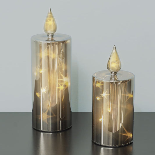 LED Smoky 2tlg. Glas Kerzen Set