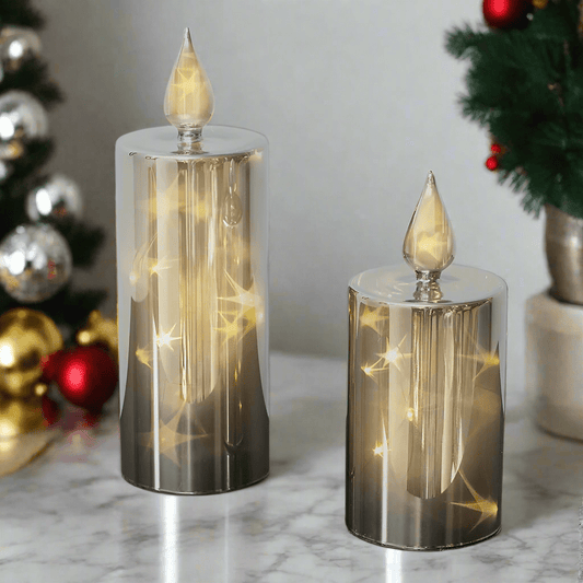 LED Smoky 2tlg. Glas Kerzen Set