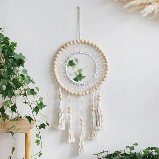 Dekorativer Boho-Stil Makramee Wandspiegel