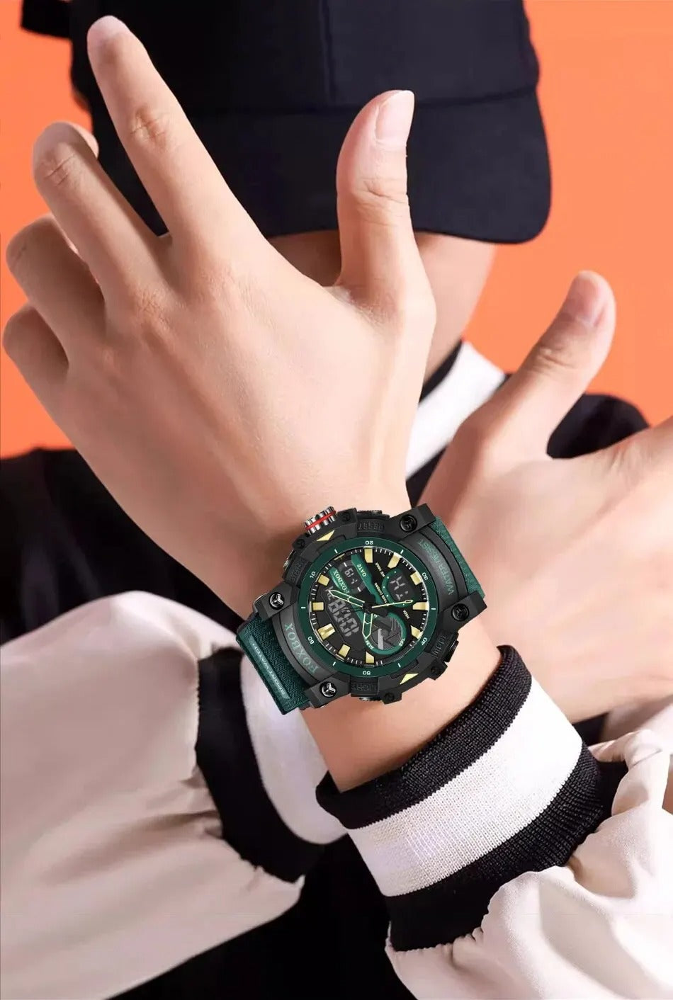 Frendorf | FoxBox: Robuste wasserdichte Chronograph Dual-Display-Uhr stoßfest