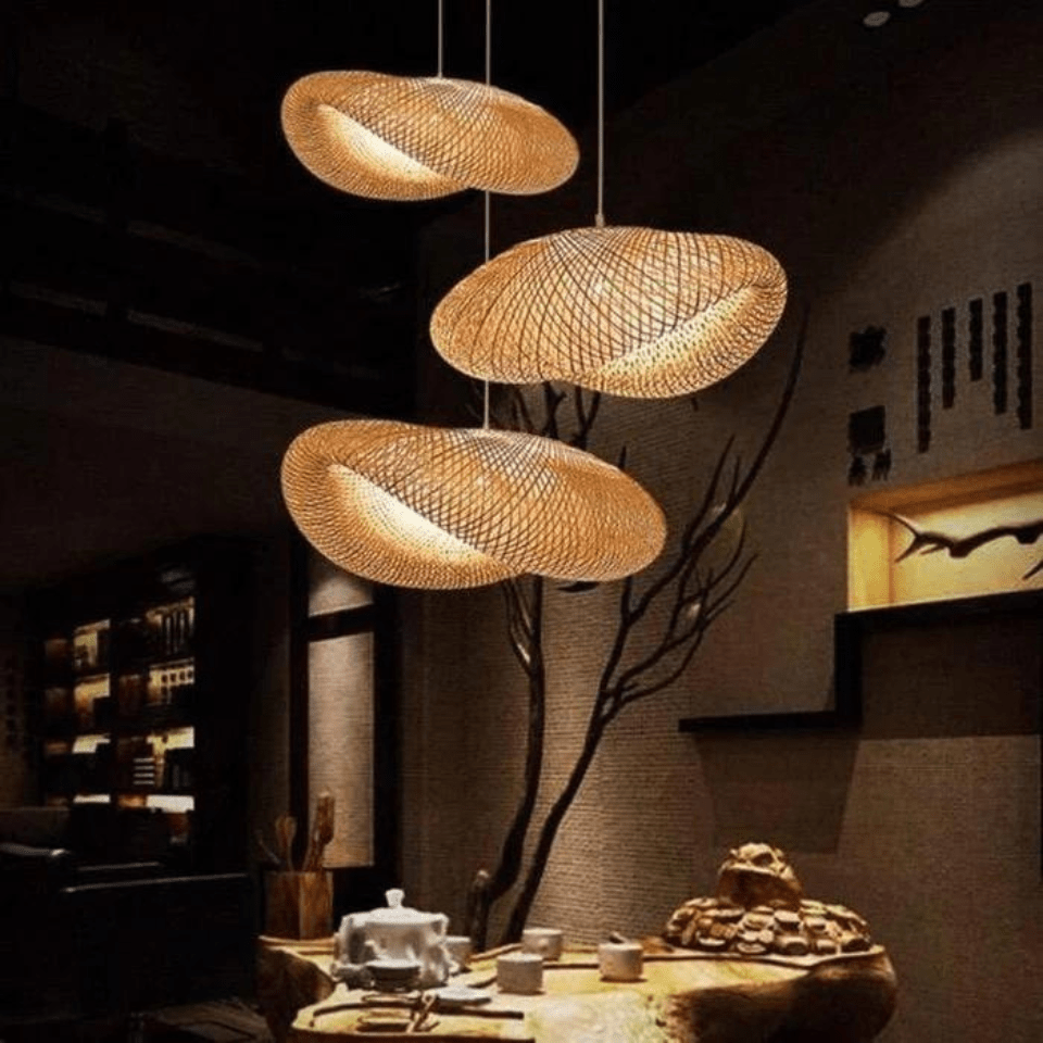Frendorf | Stilvolle und warme Design Rattan Pendelleuchte