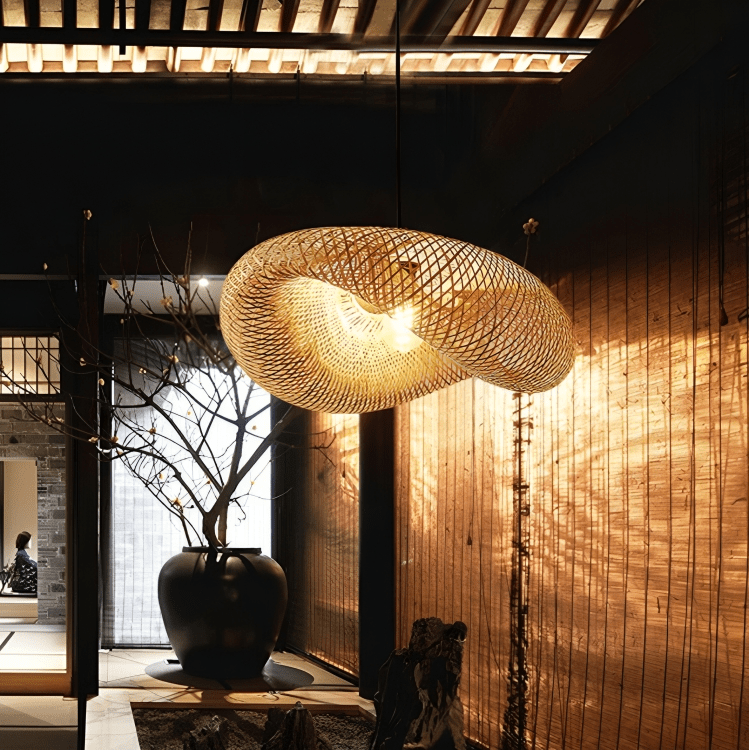 Frendorf | Stilvolle und warme Design Rattan Pendelleuchte