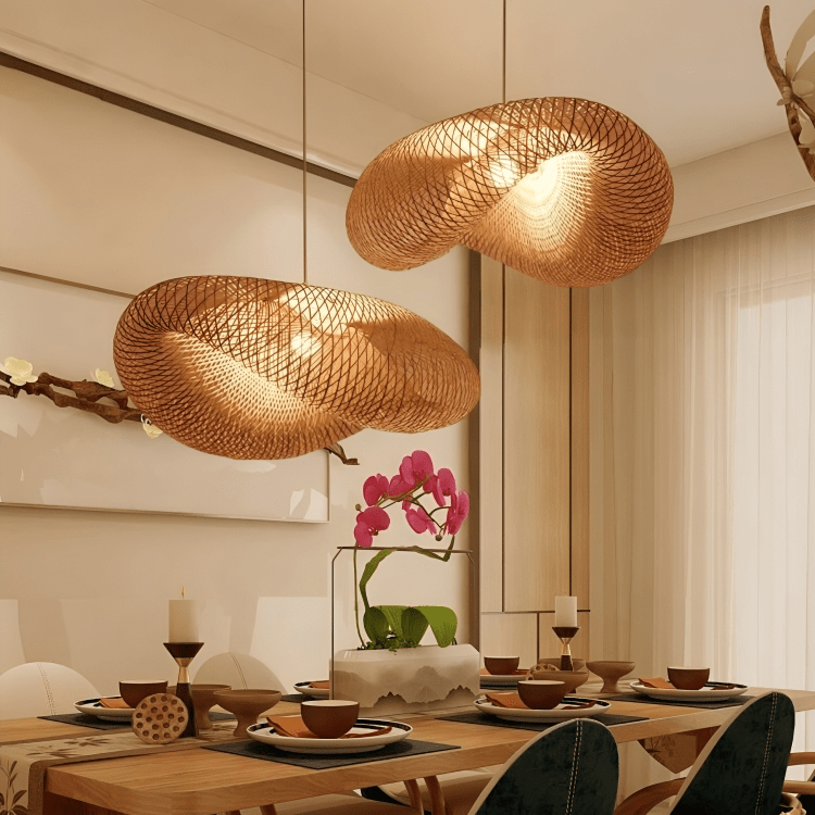 Frendorf | Stilvolle und warme Design Rattan Pendelleuchte