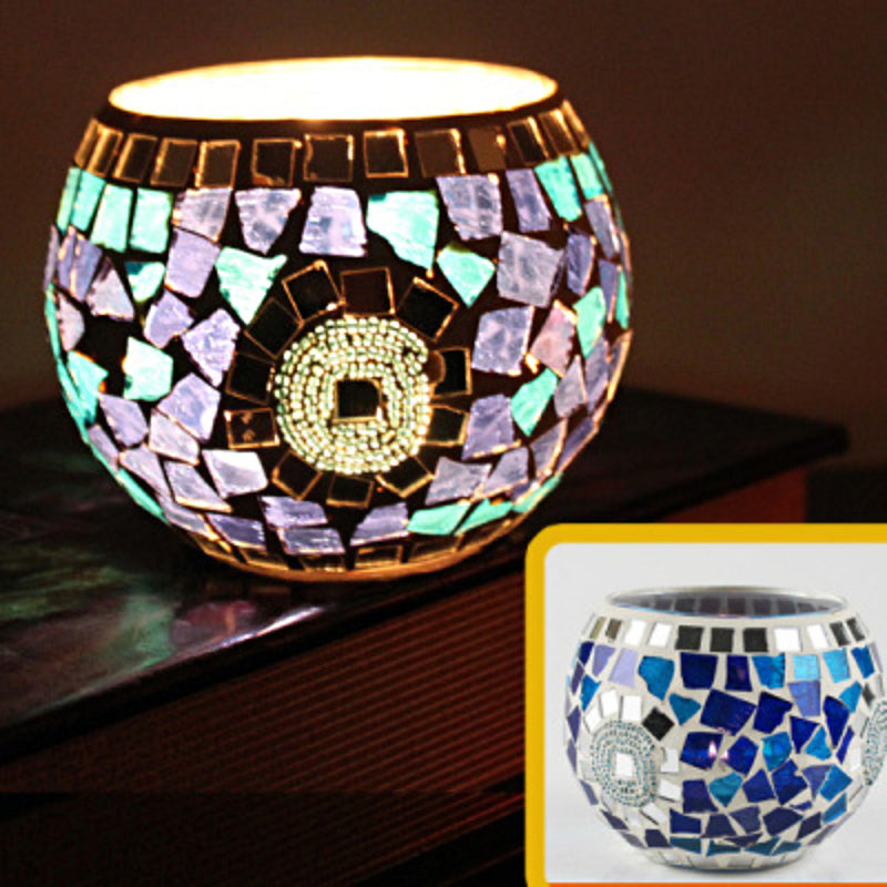 Frendorf Europäischer Retro Glas Mosaik Teelichthalter