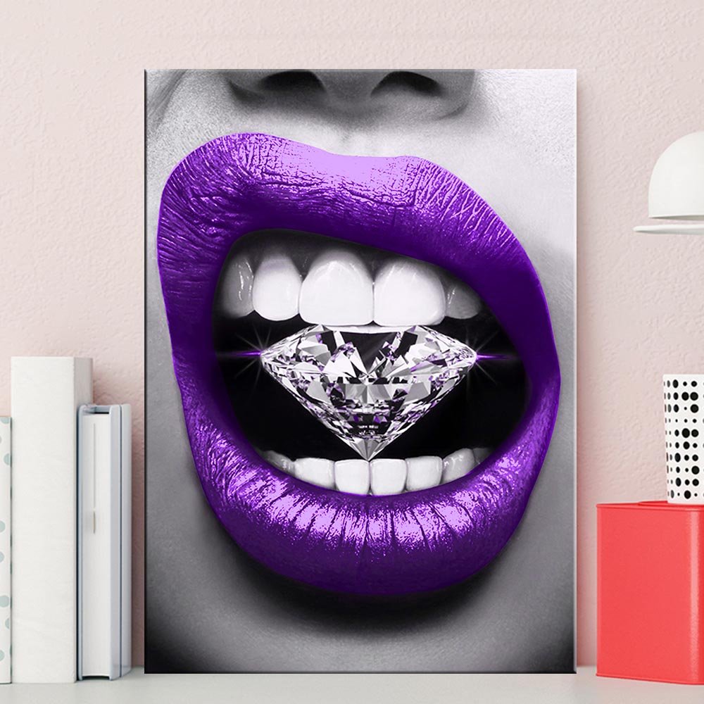 Diamond Lips Leinwandmalerei Nordische Poster Drucke