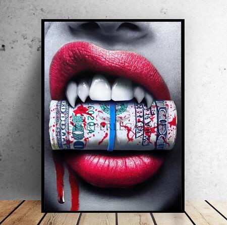 Diamond Lips Leinwandmalerei Nordische Poster Drucke