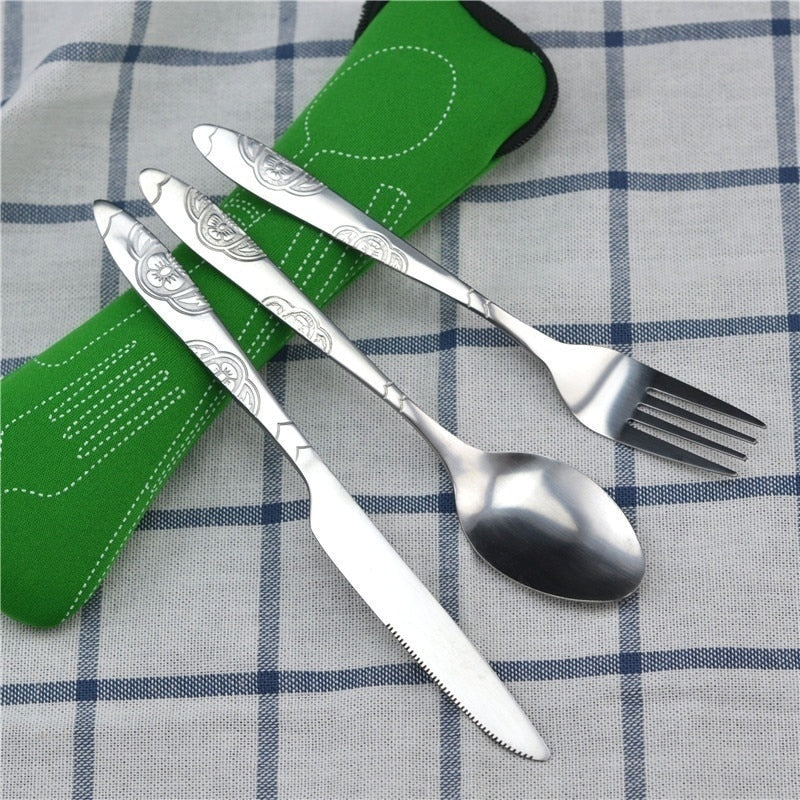 Geschirr Tragbares Besteck Steakmesser Reisegeschirr mit Tasche