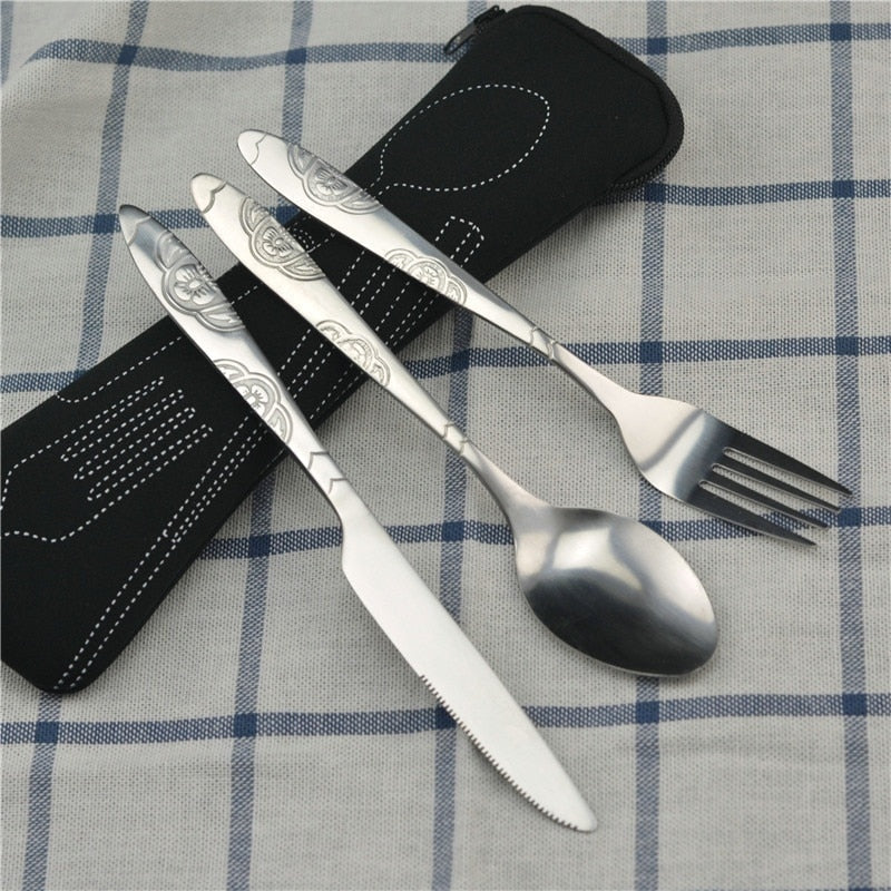 Geschirr Tragbares Besteck Steakmesser Reisegeschirr mit Tasche