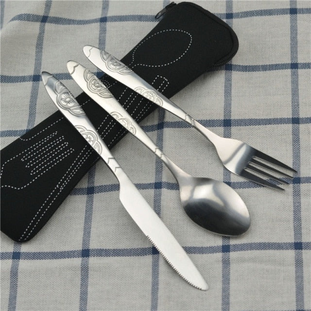 Geschirr Tragbares Besteck Steakmesser Reisegeschirr mit Tasche
