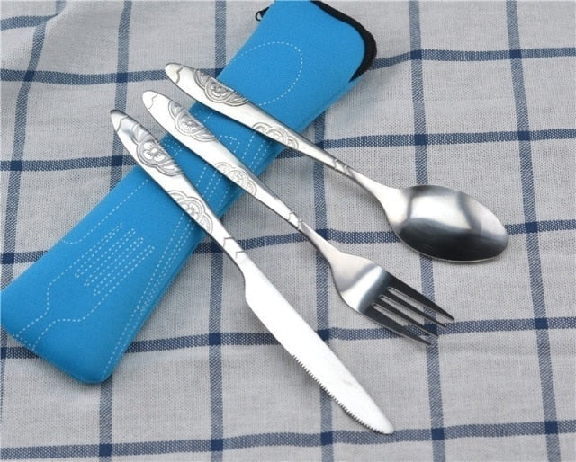 Geschirr Tragbares Besteck Steakmesser Reisegeschirr mit Tasche
