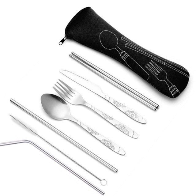 Geschirr Tragbares Besteck Steakmesser Reisegeschirr mit Tasche