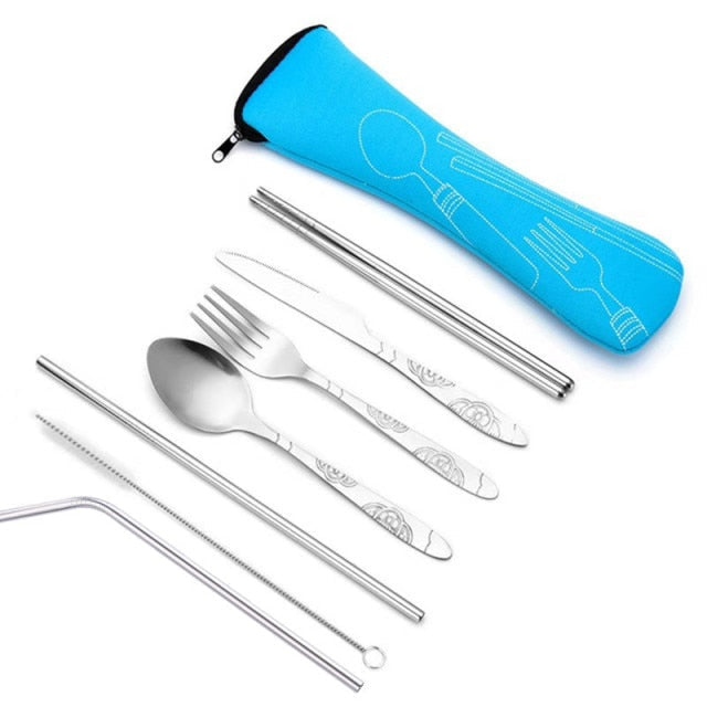 Geschirr Tragbares Besteck Steakmesser Reisegeschirr mit Tasche