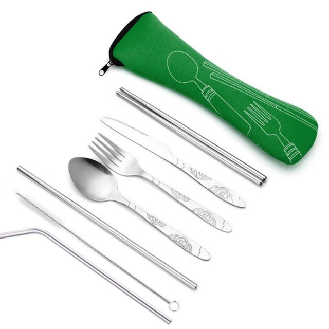 Geschirr Tragbares Besteck Steakmesser Reisegeschirr mit Tasche