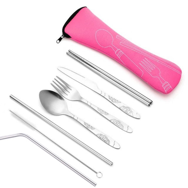 Geschirr Tragbares Besteck Steakmesser Reisegeschirr mit Tasche
