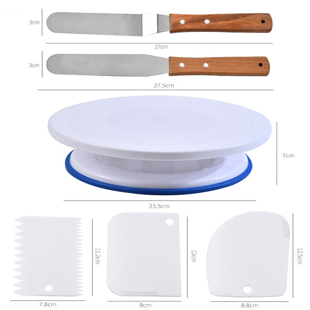 Frendorf | DIY Kuchen Drehteller Creme Dekoration Zubehör Spatel Set Backwerkzeug