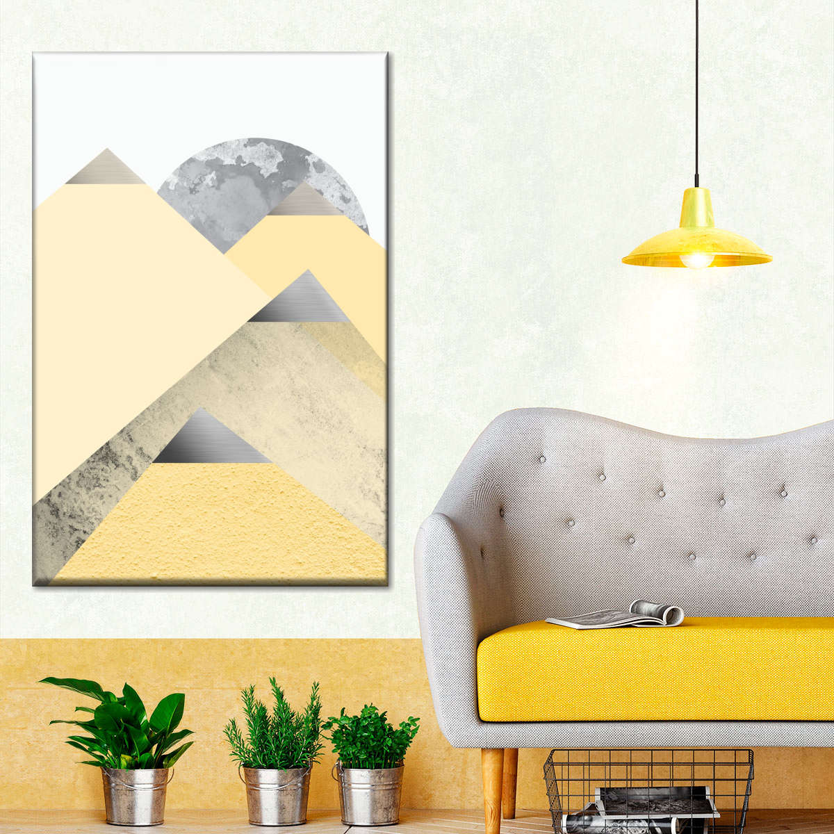 Frendorf | Gelb und Grau Berge II Wandkunst