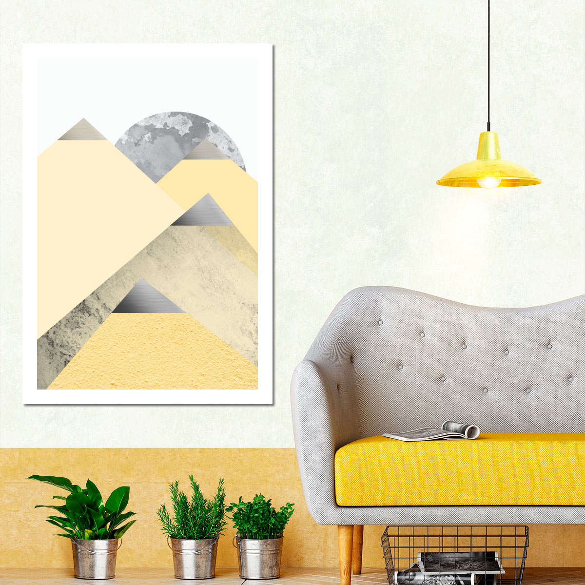 Frendorf | Gelb und Grau Berge II Wandkunst