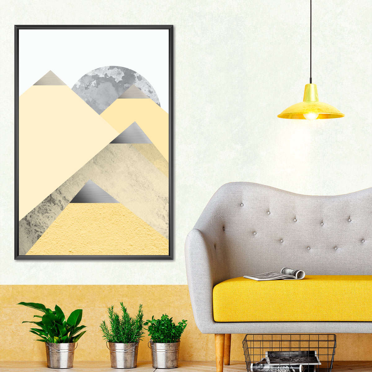 Frendorf | Gelb und Grau Berge II Wandkunst