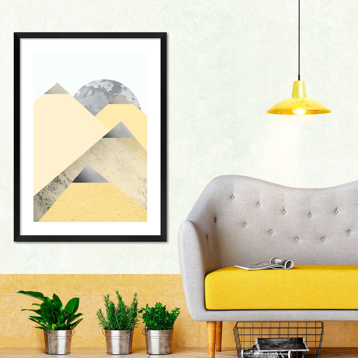 Frendorf | Gelb und Grau Berge II Wandkunst