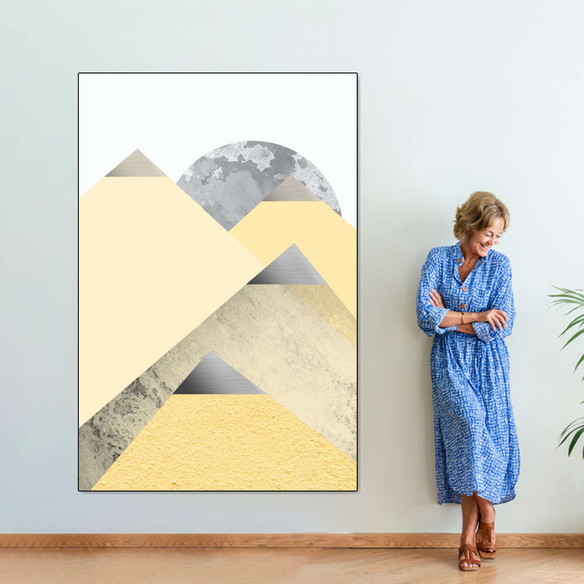 Frendorf | Gelb und Grau Berge II Wandkunst