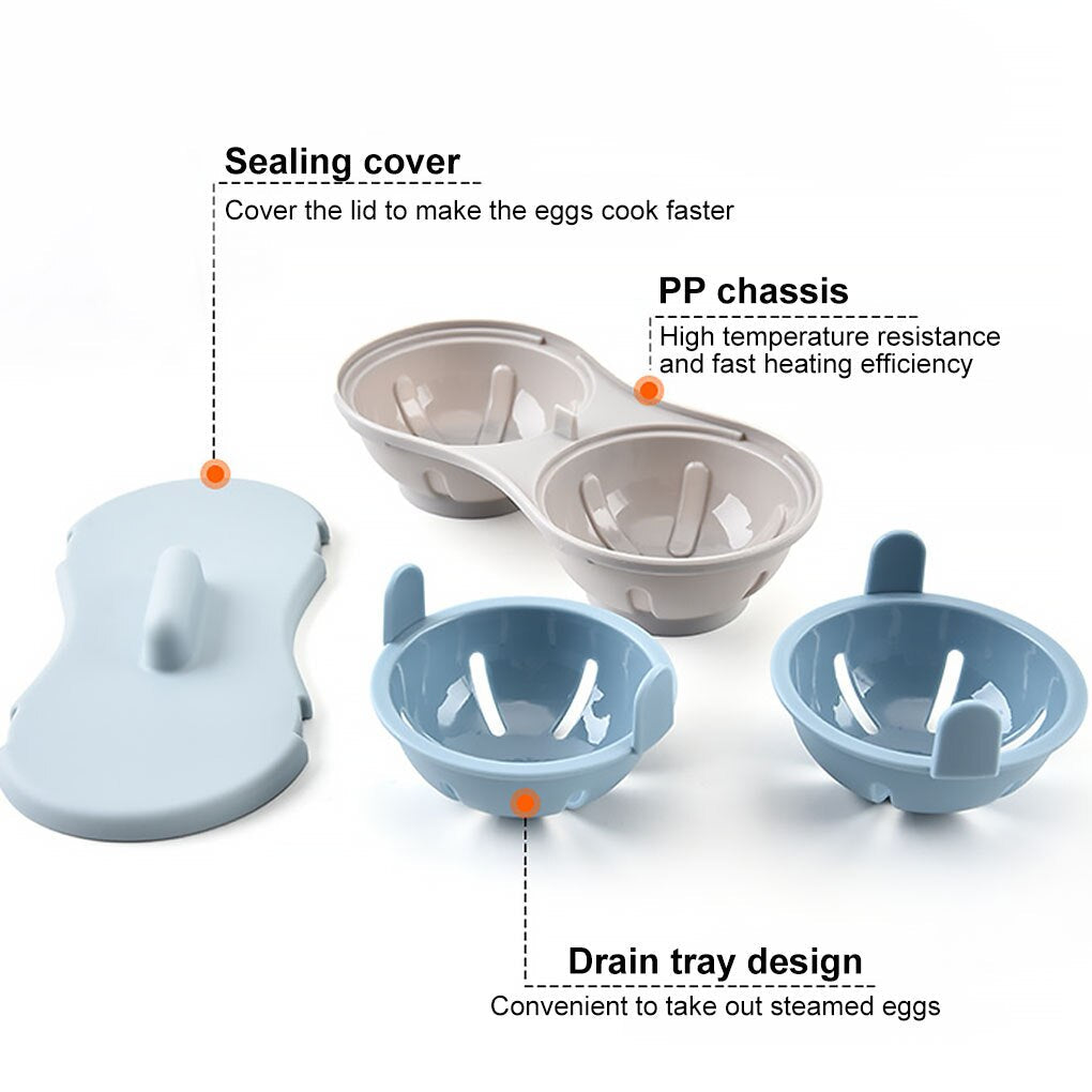 Doppel-Ei-Portionsmacher Poached Eggs Kocher Dampfkocher Küchen Gadget
