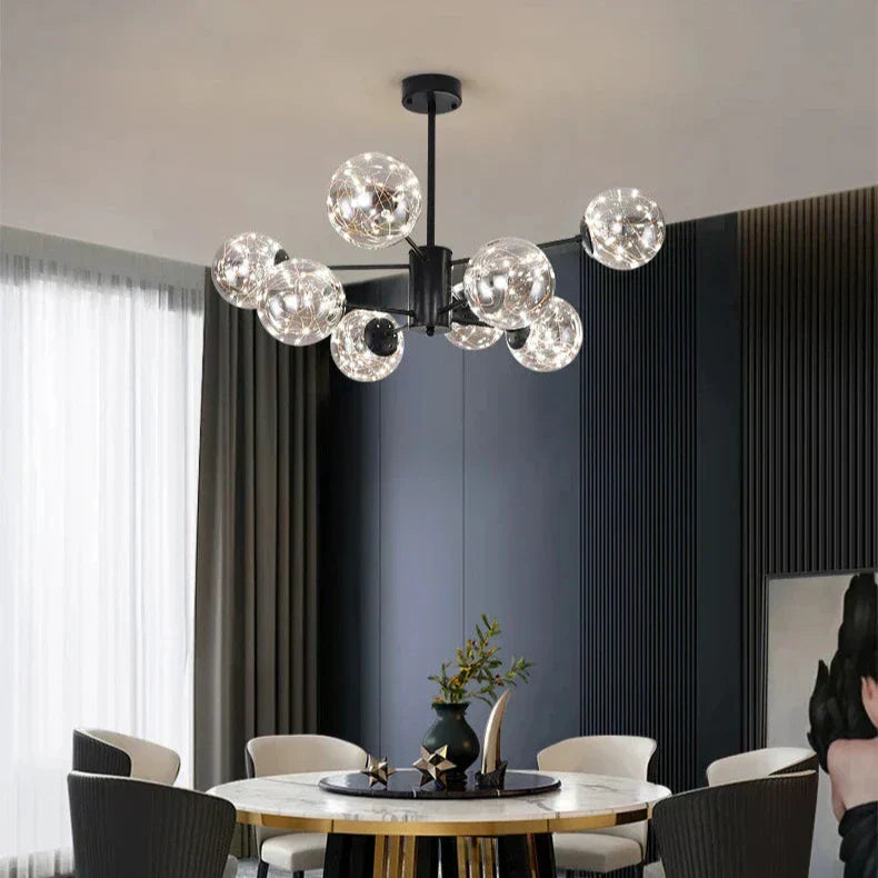 Frendorf | AuroraSphere Glaskugel-Kronleuchter | Eleganter Designerleuchter | Modern & Luxuriös