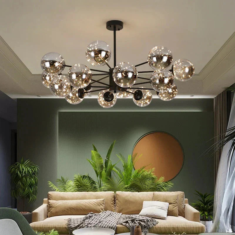 Frendorf | AuroraSphere Glaskugel-Kronleuchter | Eleganter Designerleuchter | Modern & Luxuriös